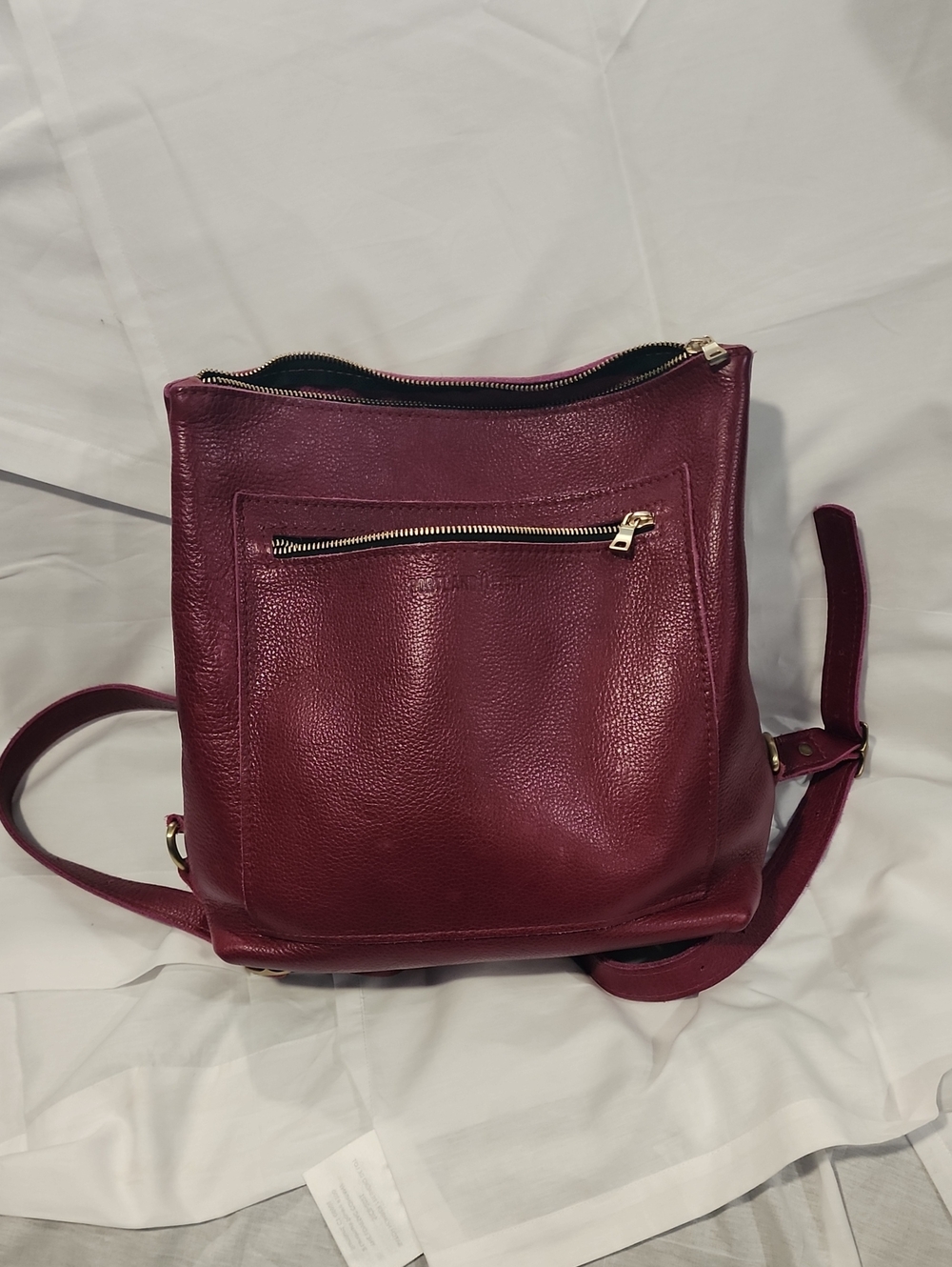 Women's Portland Leather Backpack in Deep Wine with Gold Hardware